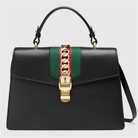 gucci sylvie leather maxi top handle bag|gucci boston bag guccissima.